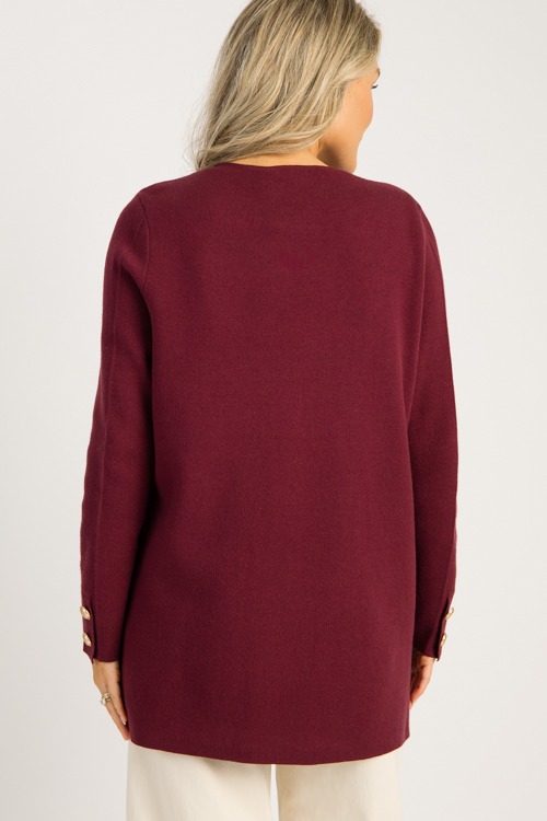 Button Detail Cardigan, Burgundy - 0905-4.jpg