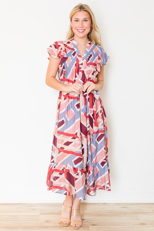 Geo Belted Midi, Mauve