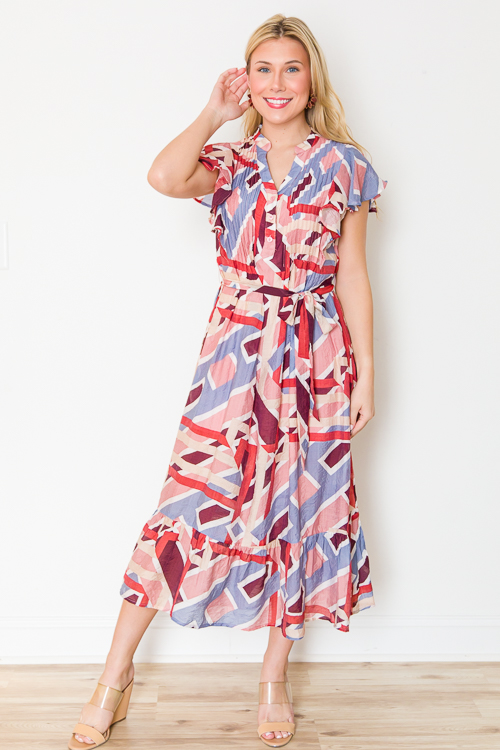 Geo Belted Midi, Mauve