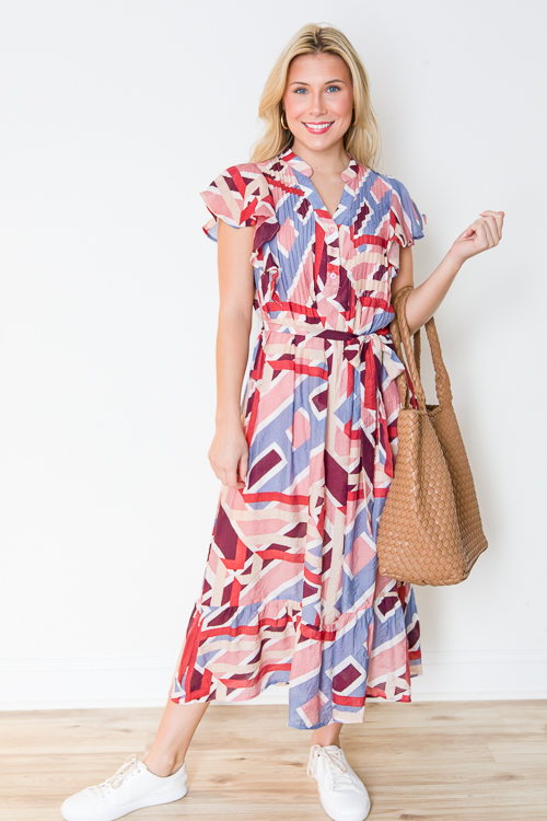 Geo Belted Midi, Mauve