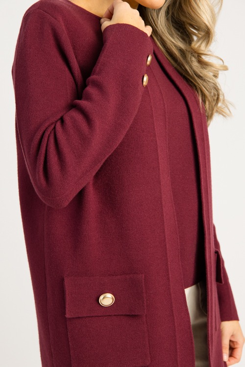 Button Detail Cardigan, Burgundy - 0905-5.jpg