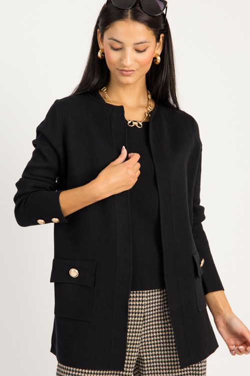 Button Detail Cardigan, Black