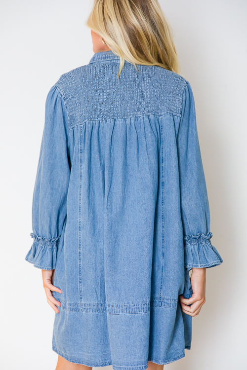 Smock Yoke Shirt Dress, Denim