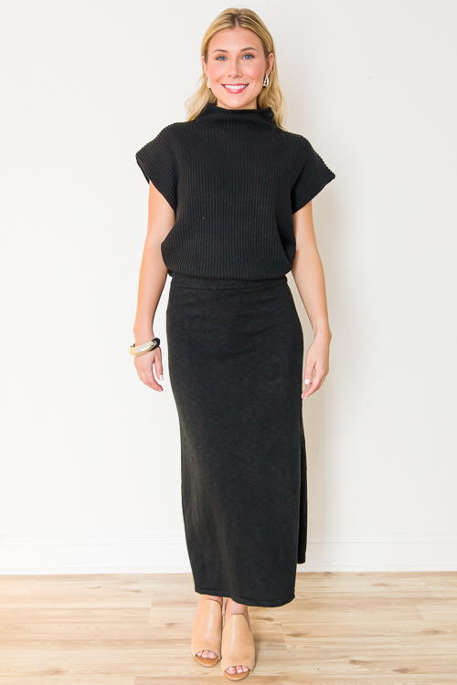 Knit Midi Skirt, Black New Arrivals The Blue Door Boutique