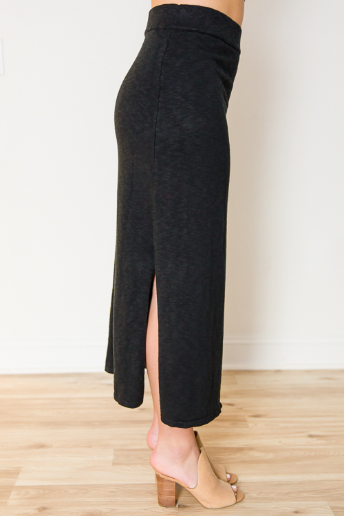 Knit Midi Skirt, Black