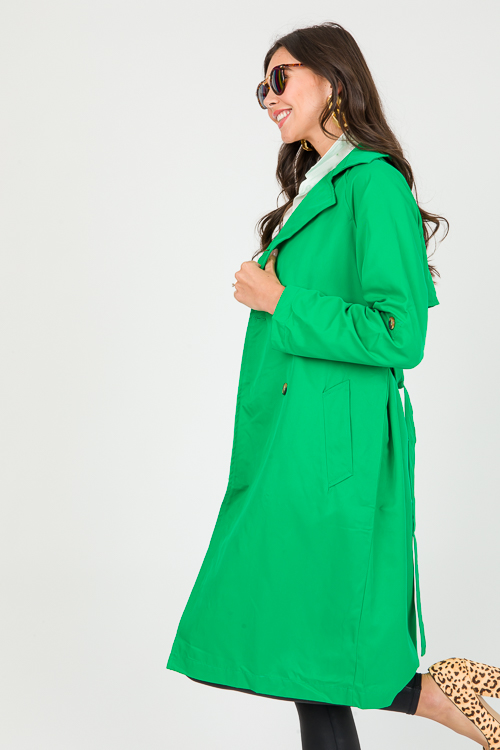 Belted Trench Coat, Kelly Green
