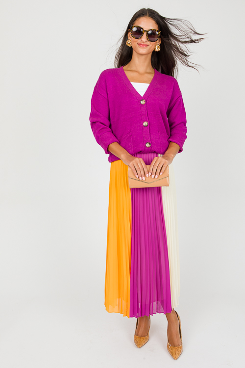 Colorblock Pleats Midi Skirt