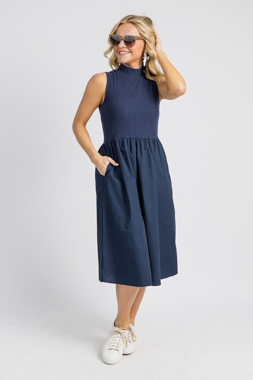 Ainsley Mix Media Midi, Navy