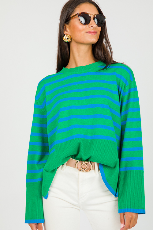 Bright Stripes Sweater, Green/Blue