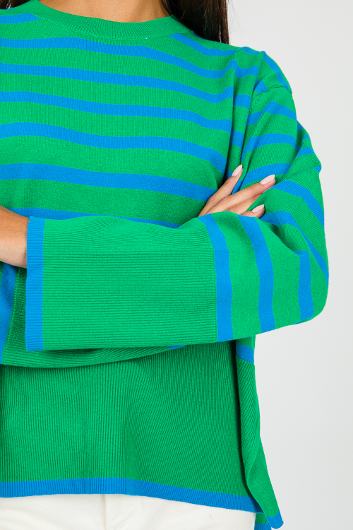 Bright Stripes Sweater, Green/Blue