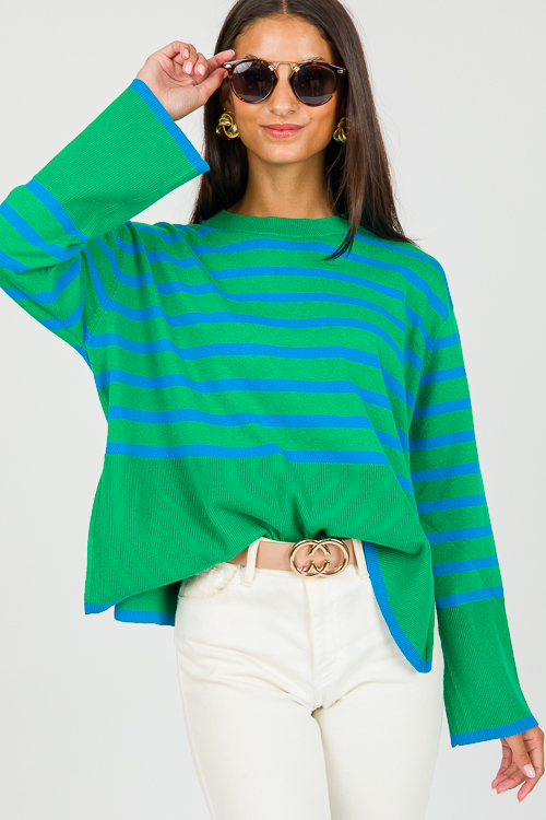 Bright Stripes Sweater, Green/Blue