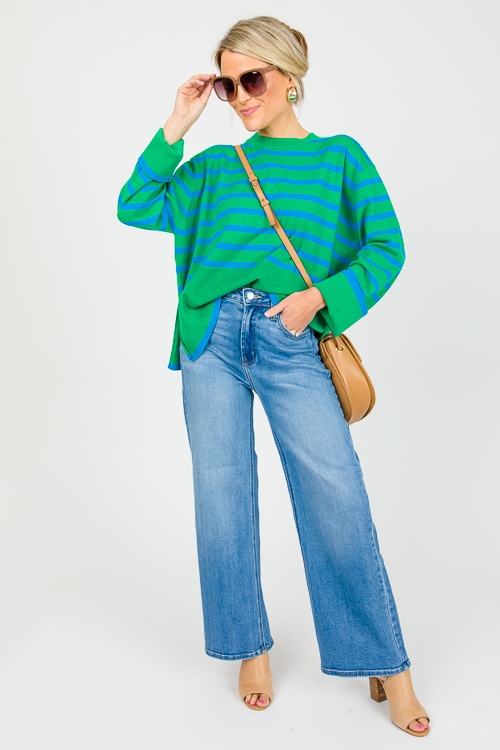 Bright Stripes Sweater, Green/Blue