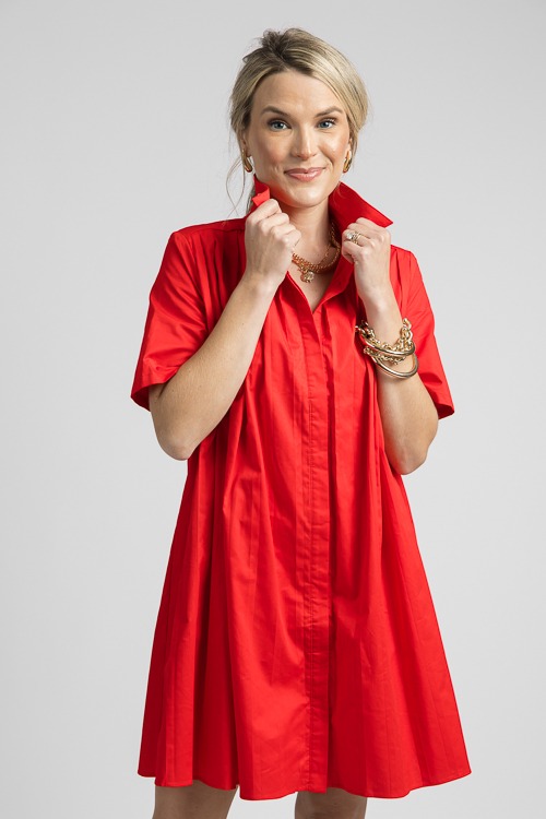 Pleated Shirt Dress, Red - 0906-20.jpg