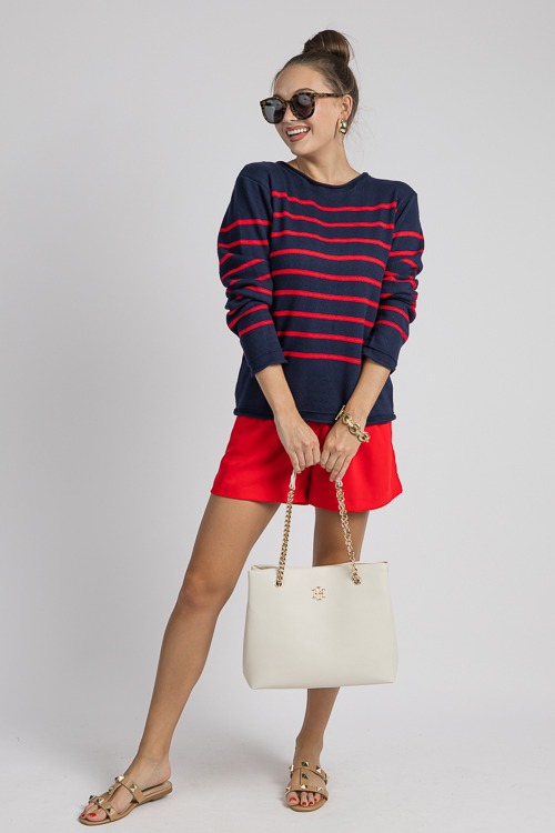 Janey Stripe Sweater, Navy/Red