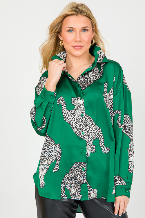 Snow Leopard Shirt, Kelly Green