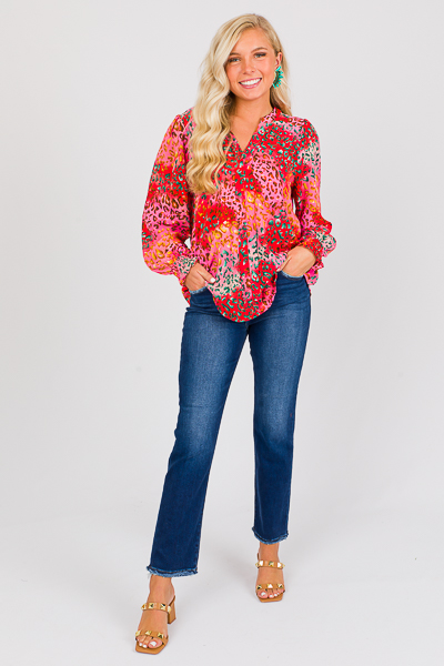 Wild About You Blouse, Red Mix