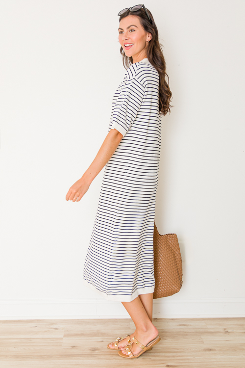 Stripe Sweater Knit Midi, Ivory