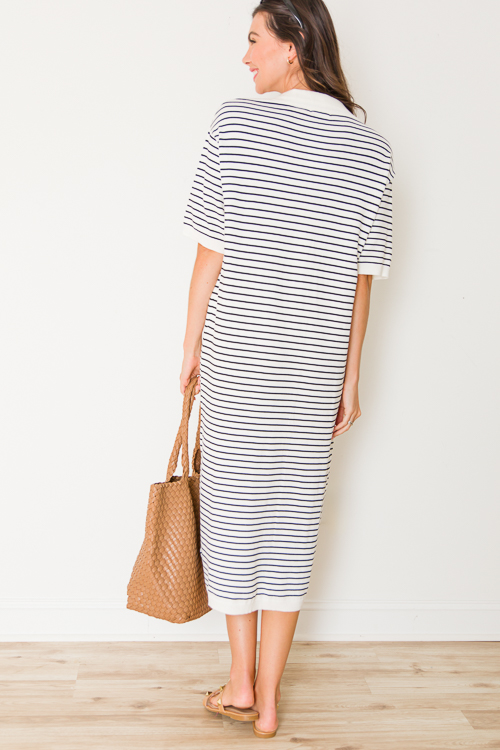 Stripe Sweater Knit Midi, Ivory