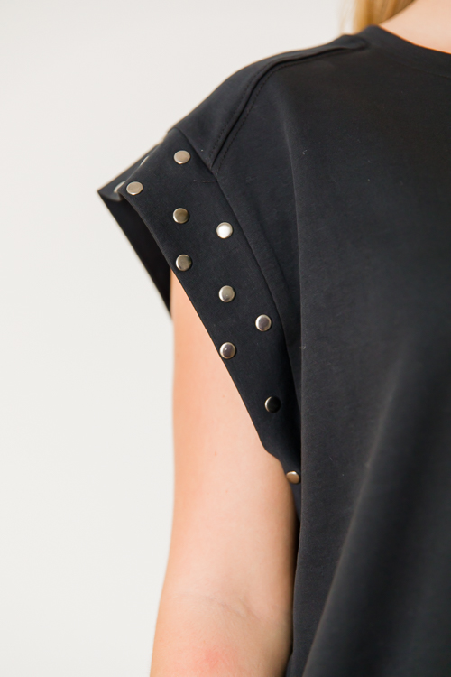 Stud T-Shirt Dress, Black