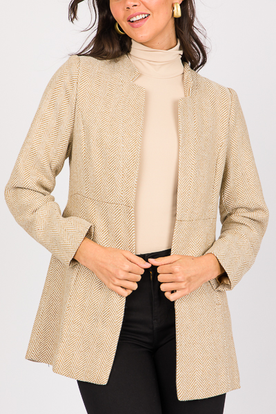 Herringbone Open Jacket, Oatmea
