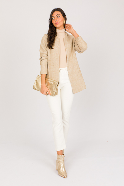 Herringbone Open Jacket, Oatmea