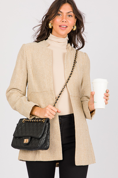 Herringbone Open Jacket, Oatmea