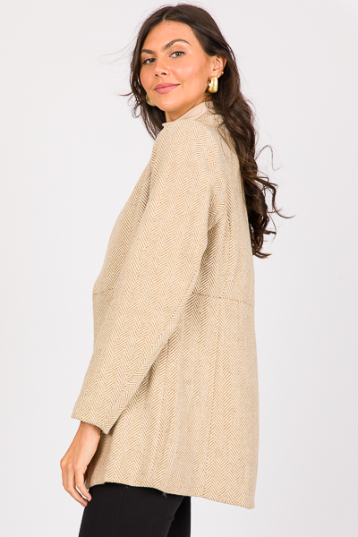 Herringbone Open Jacket, Oatmea