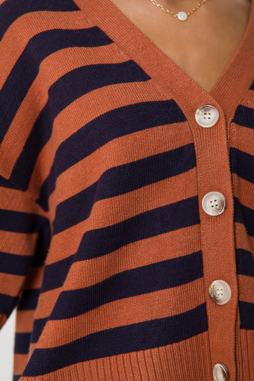 Stripe Button Sweater, Copper