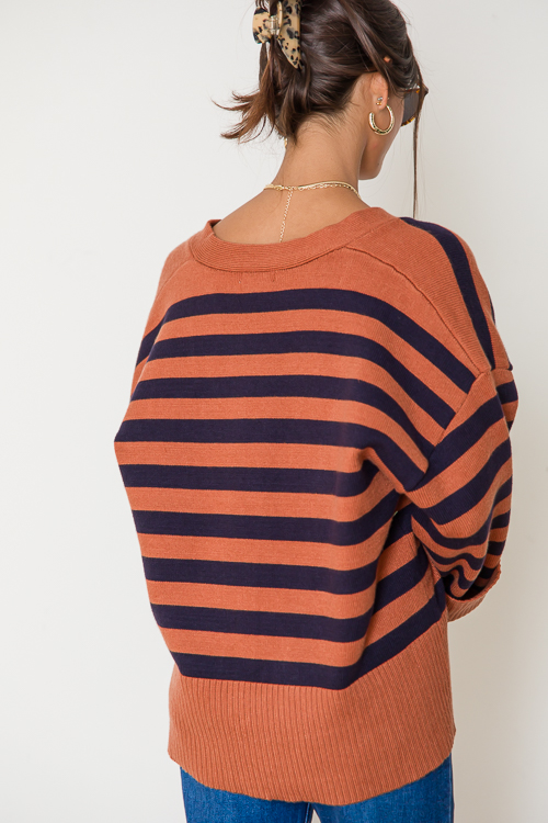 Stripe Button Sweater, Copper