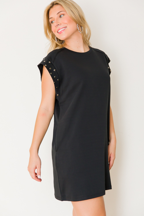 Stud T-Shirt Dress, Black