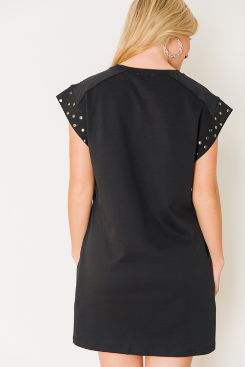 Stud T-Shirt Dress, Black