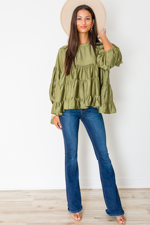 Oversize Tier Blouse, Olive