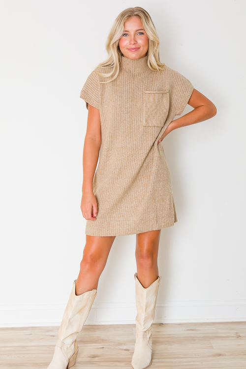 tan sweater dress