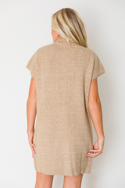 Pocket Sweater Dress, Tan