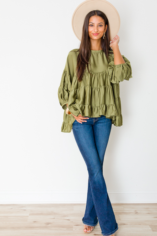 Oversize Tier Blouse, Olive