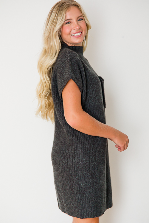 Pocket Sweater Dress, Black