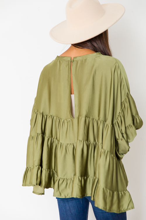 Oversize Tier Blouse, Olive