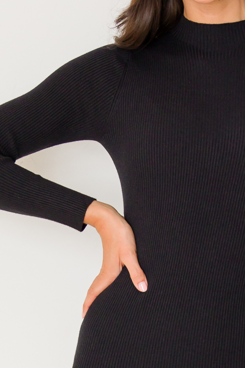 Rib Bodycon Midi, Black