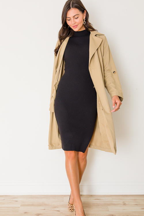 Rib Bodycon Midi, Black