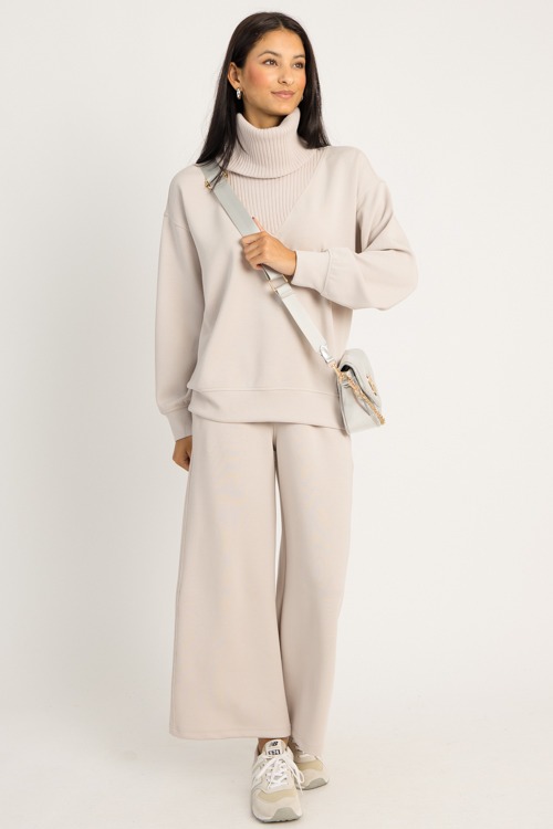 Modal Cropped Pants, Mocha Cream