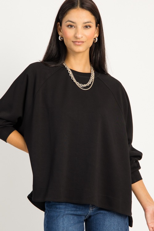 Oversized Crew Neck Top, Black