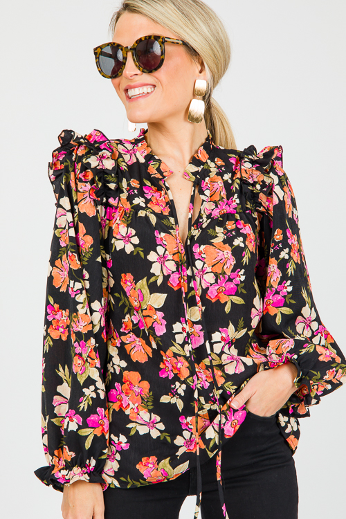 Hayden Floral Blouse, Black Mul