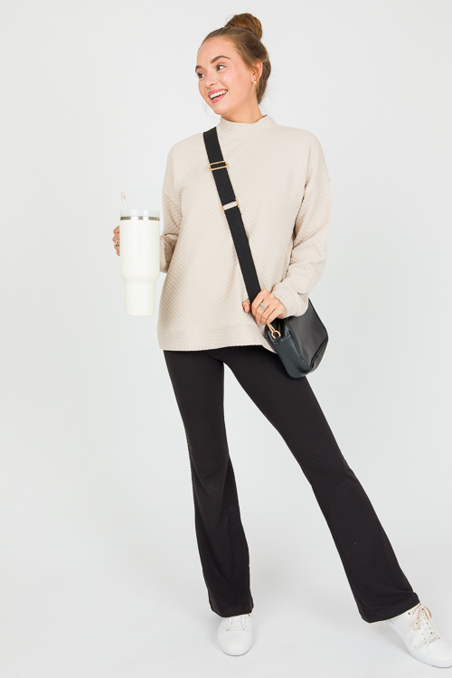 Textured Pocket Pullover, Beige