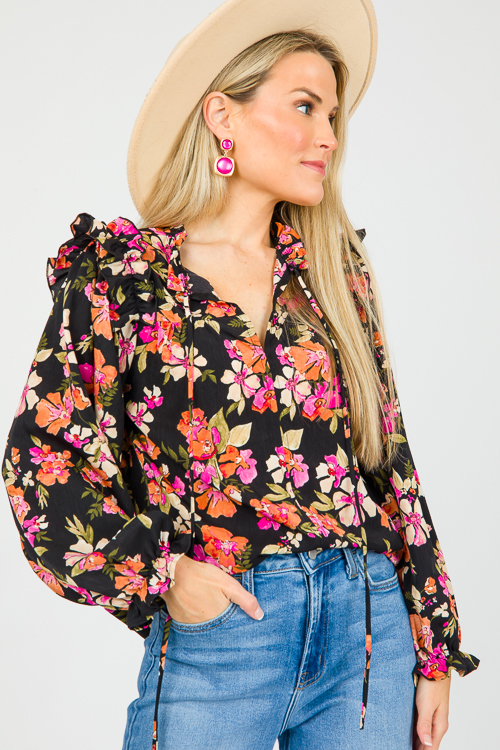 Hayden Floral Blouse, Black Mul
