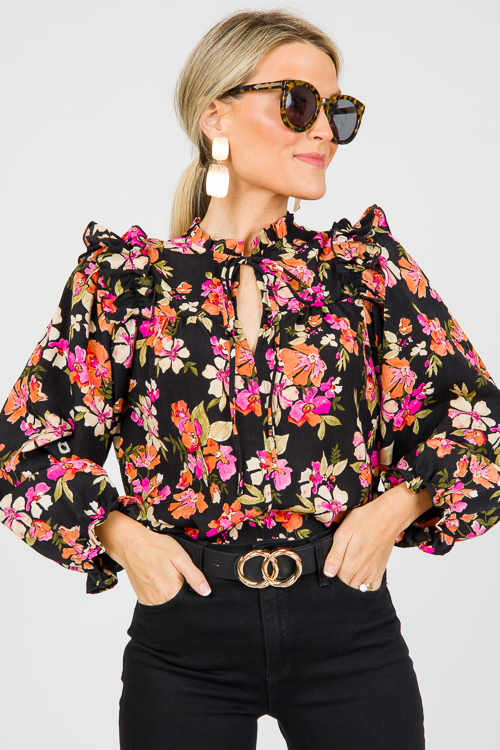Hayden Floral Blouse, Black Mul