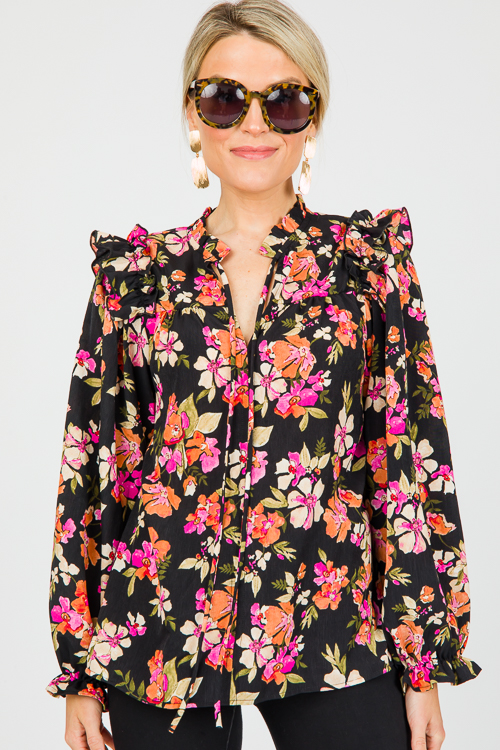 Hayden Floral Blouse, Black Mul