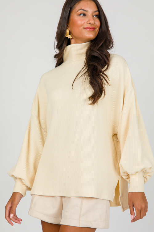 Mandy Rib Sweater, Cream