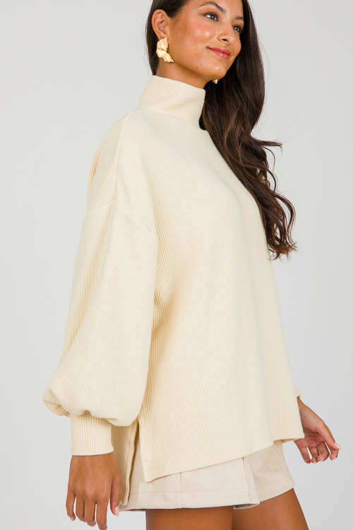 Mandy Rib Sweater, Cream