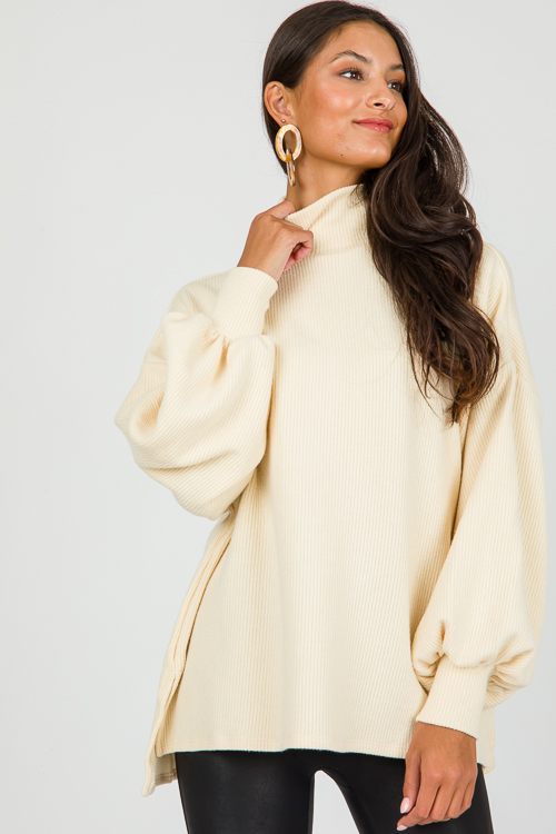 Mandy Rib Sweater, Cream