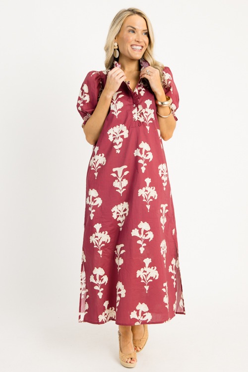Kendall Floral Midi, Garnet